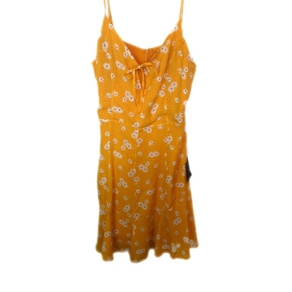 Lulu's Carefree Cutie Yellow Floral Print Tie Strap mini dress NWT size XS - Picture 7 of 13